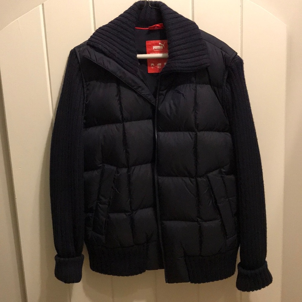 Navy Puma Vest with knit sleeves